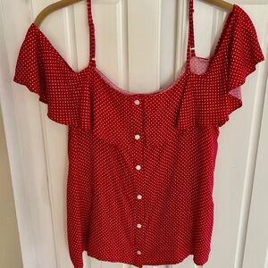 Spaghetti Strap and Open Shoulder Sleeve Camisole Top